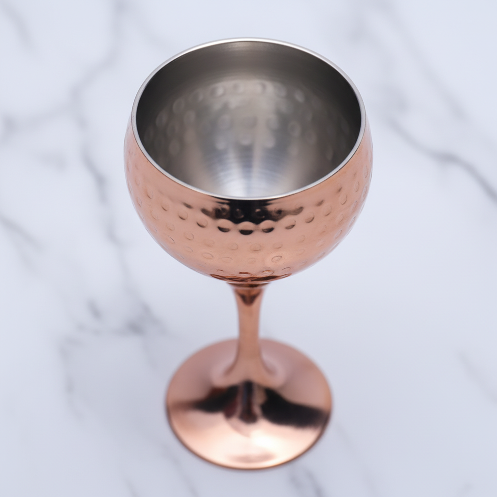 Copper-Finished Hammered Tequila Goblet Glasses – Set of 2 | Luxury Barware