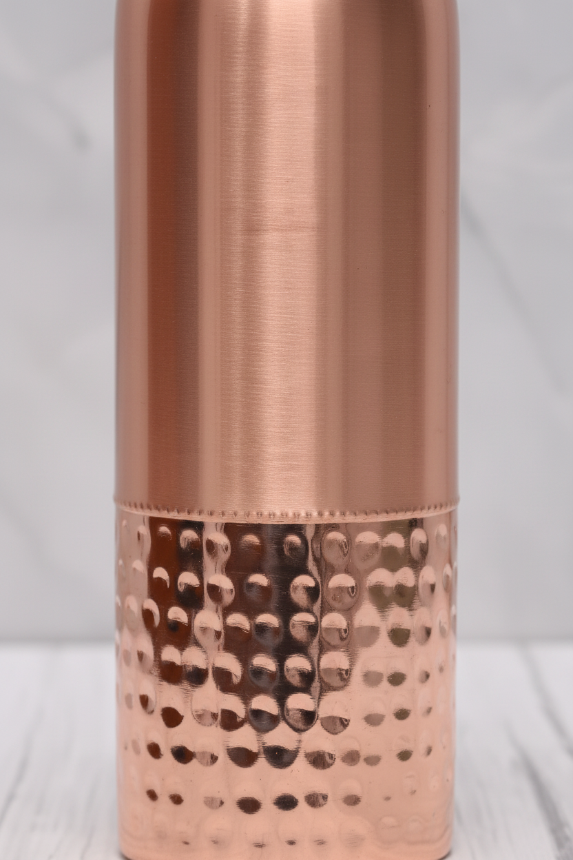 Pure Copper Water Bottle – Half Hammered Ayurvedic Design 950ml