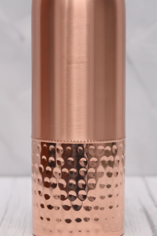 Pure Copper Water Bottle – Half Hammered Ayurvedic Design 950ml
