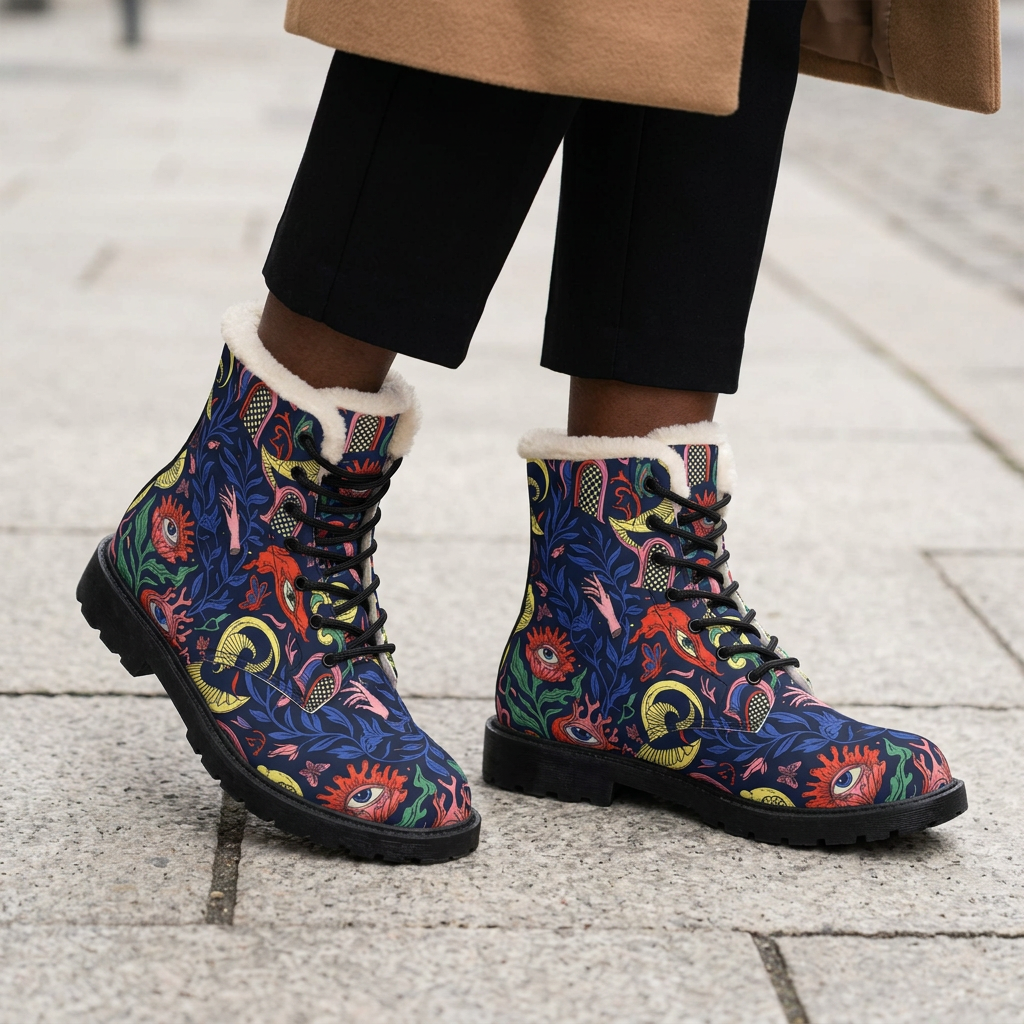 Surreal Dreamscape Women's Fleece-Lined Art Boots