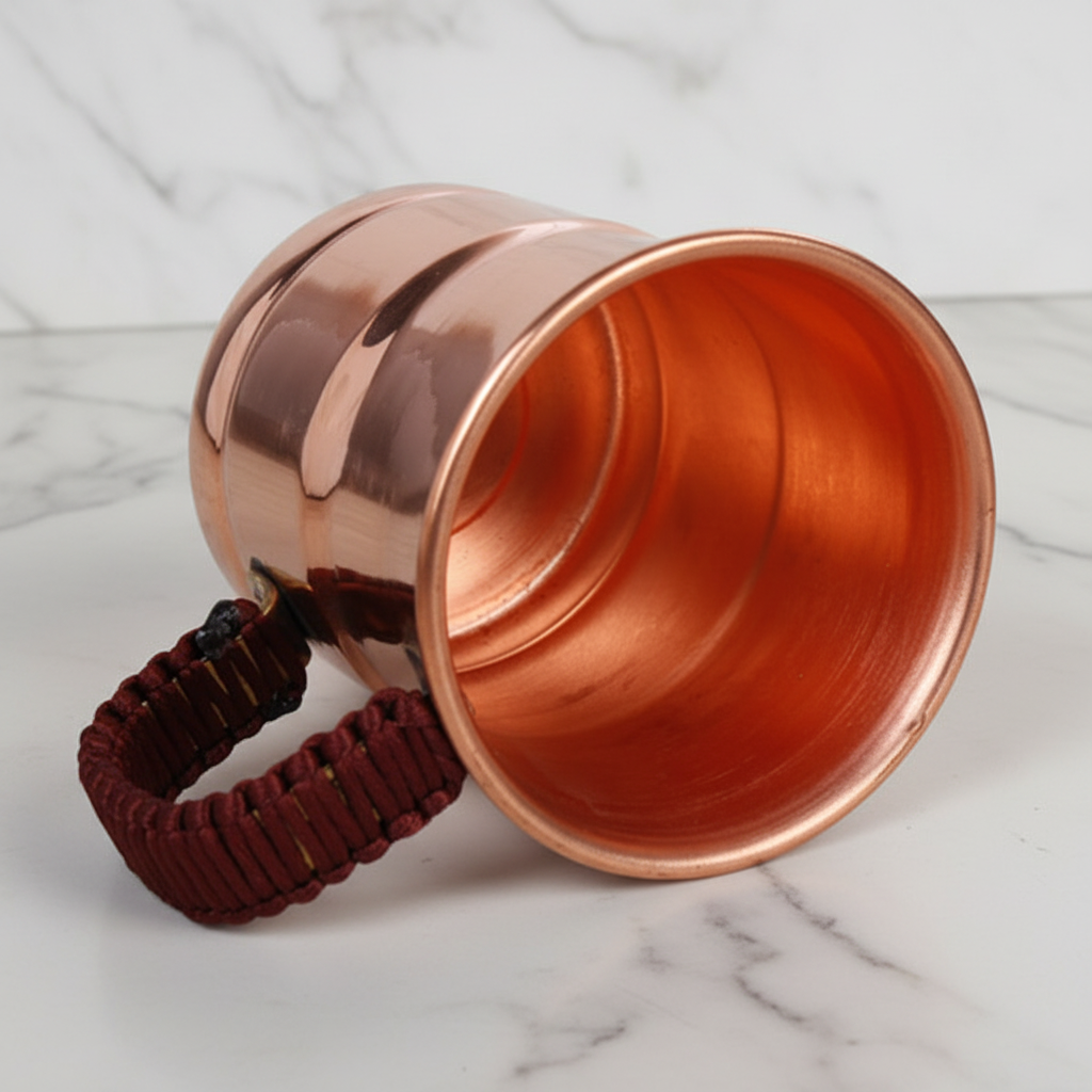 Pure Copper Mug with Handwoven Braided Handle | 280ml & 400ml