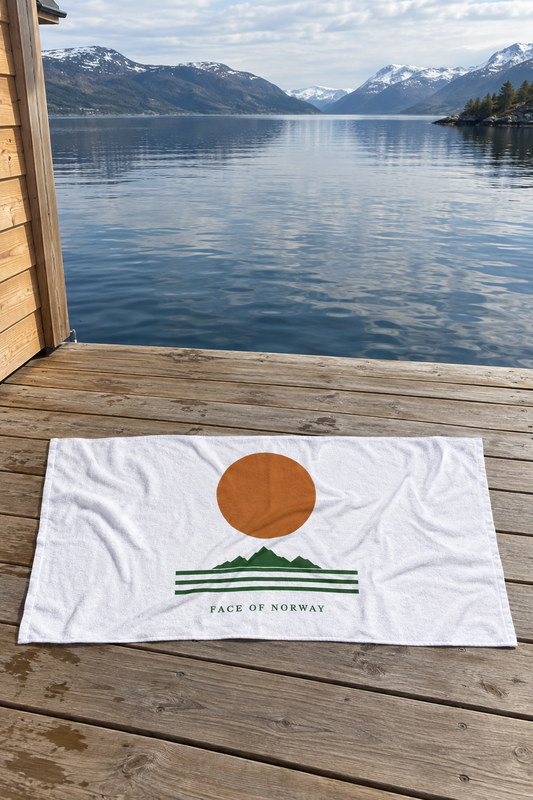 Face of Norway Beach Towel – Copper Sun & Fjord Design