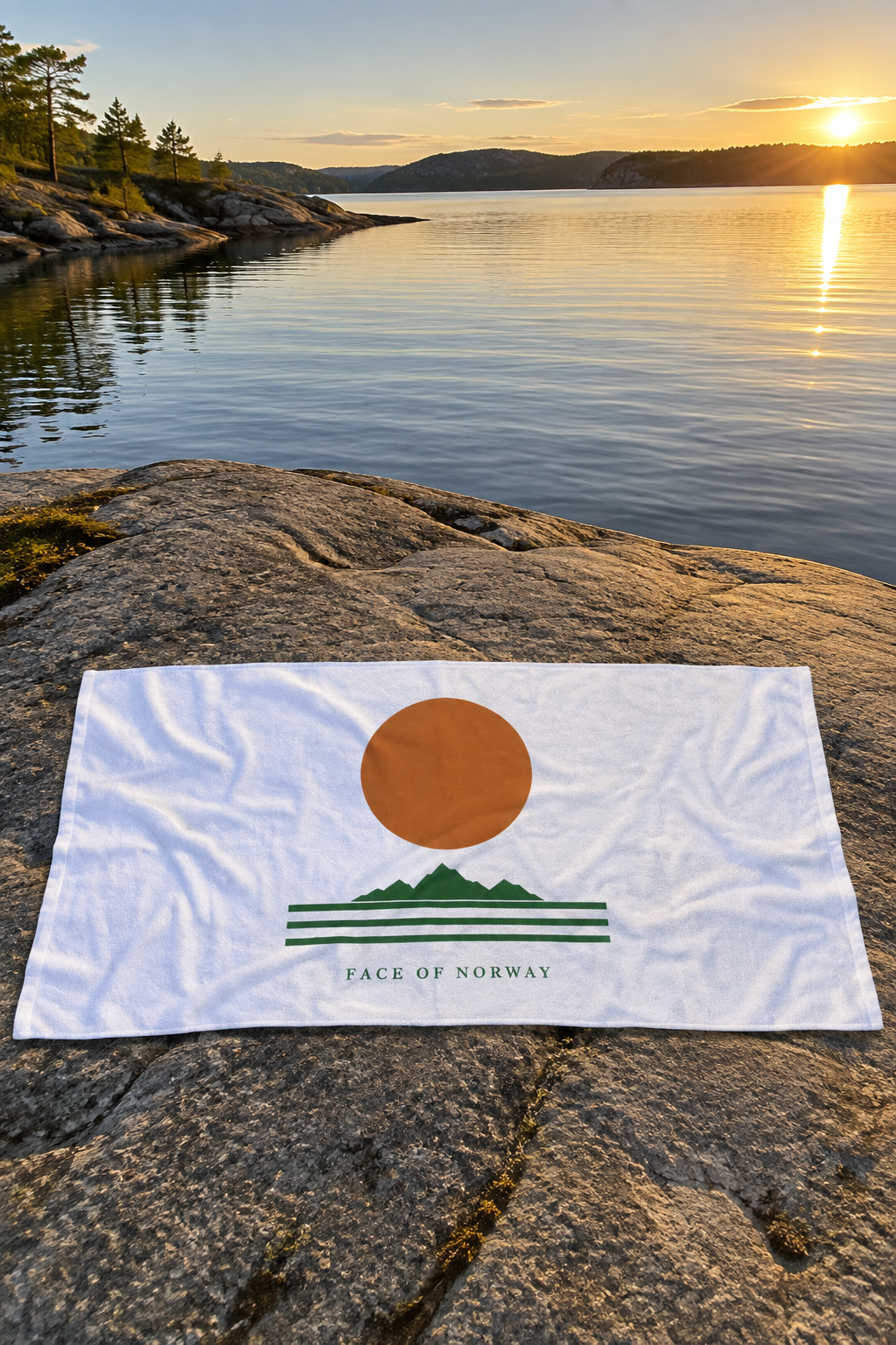 Face of Norway Beach Towel – Copper Sun & Fjord Design