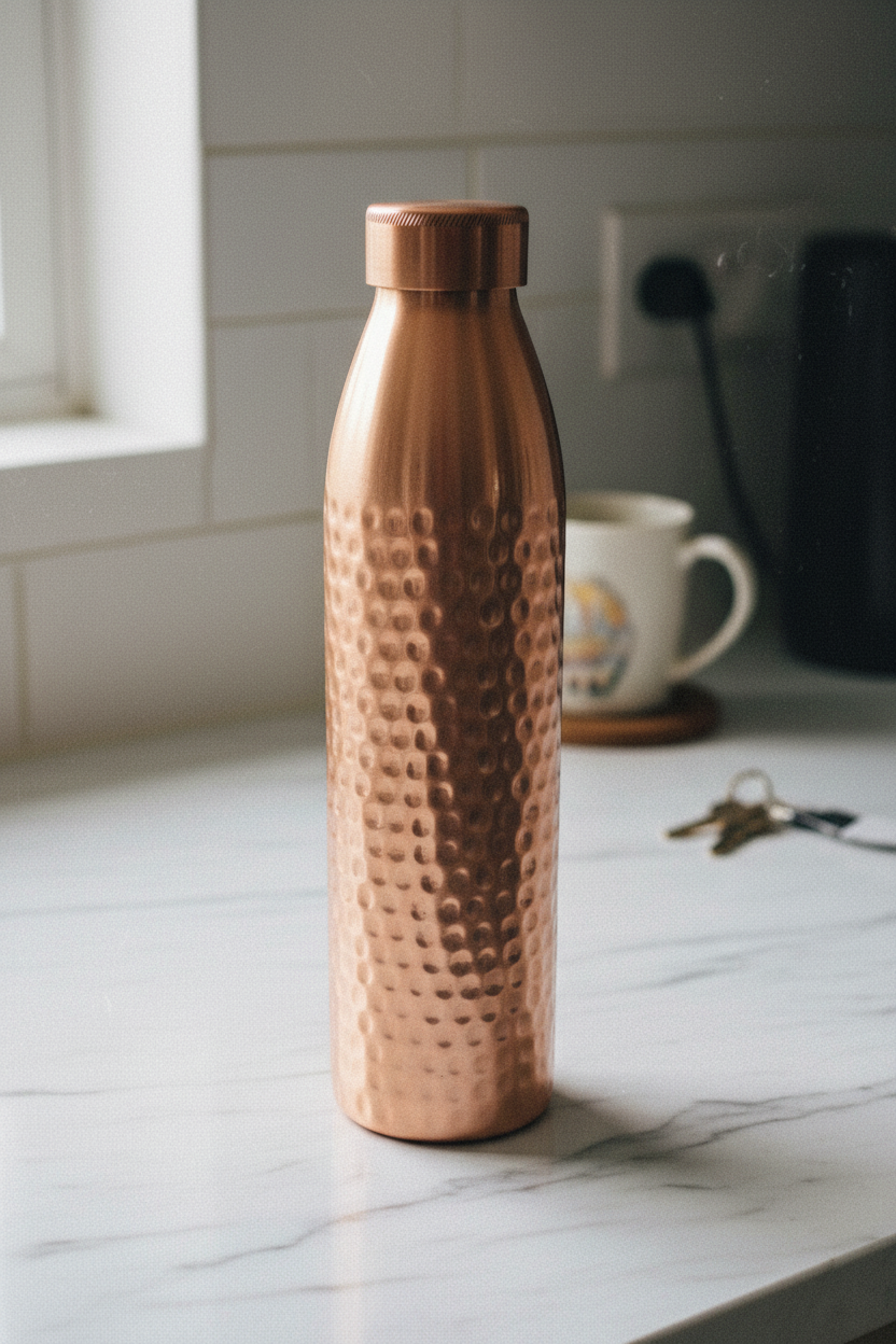 Pure Copper Water Bottle - Hammered Design 1L | Antibacterial & Purifying