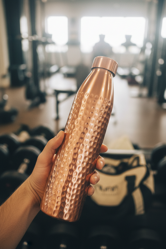 Pure Copper Water Bottle - Hammered Design 1L | Antibacterial & Purifying