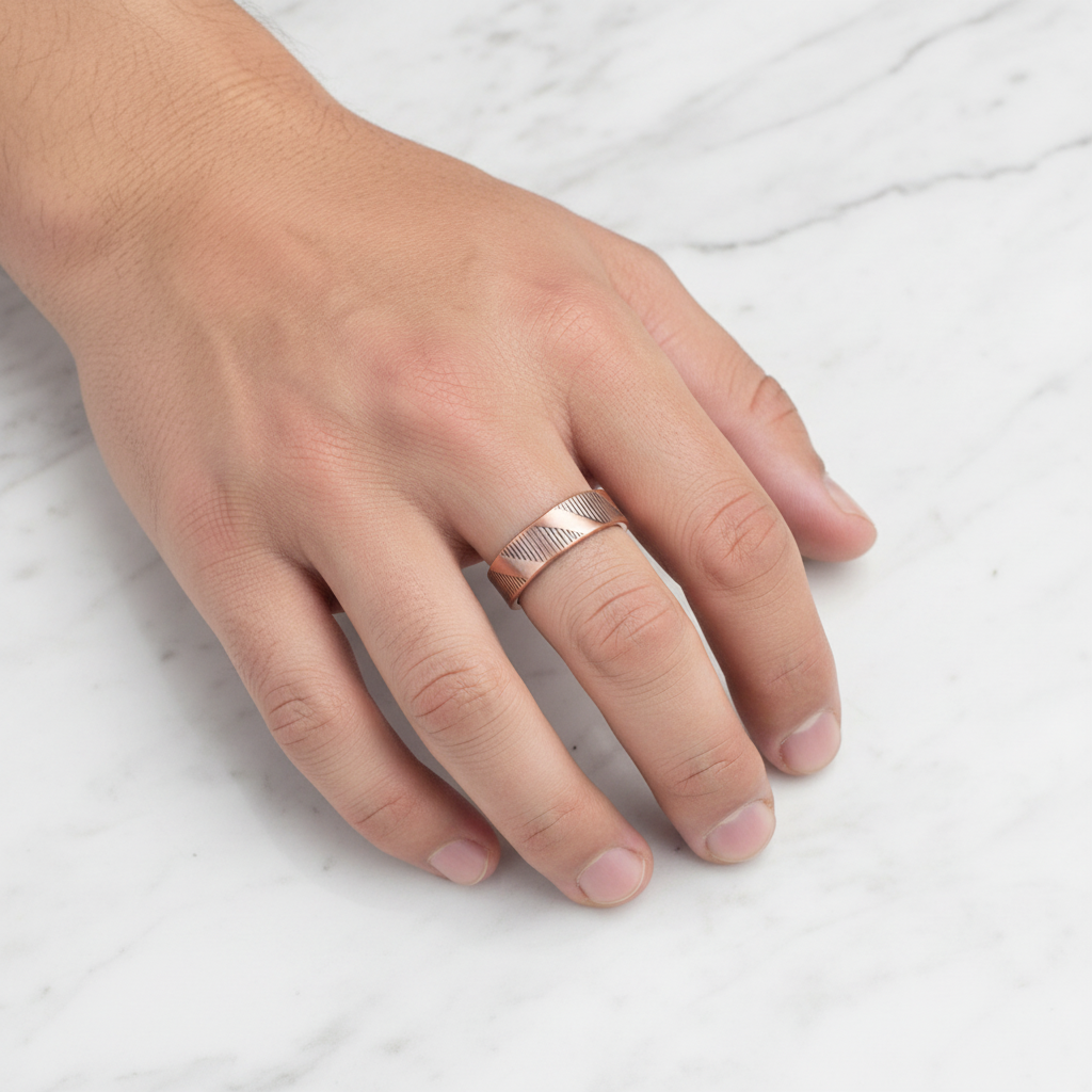 Pure Copper Geometric Cut Open Ring | Adjustable | Joint Pain Relief | Unisex