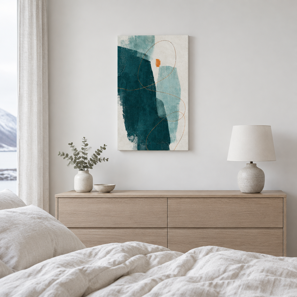 Verdigris Signal | Teal Abstract Canvas Art