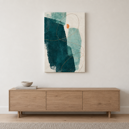 Verdigris Signal | Teal Abstract Canvas Art
