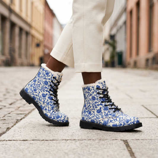 Face of Norway Porcelain Blue – Women's Fleece-Lined Art Boots