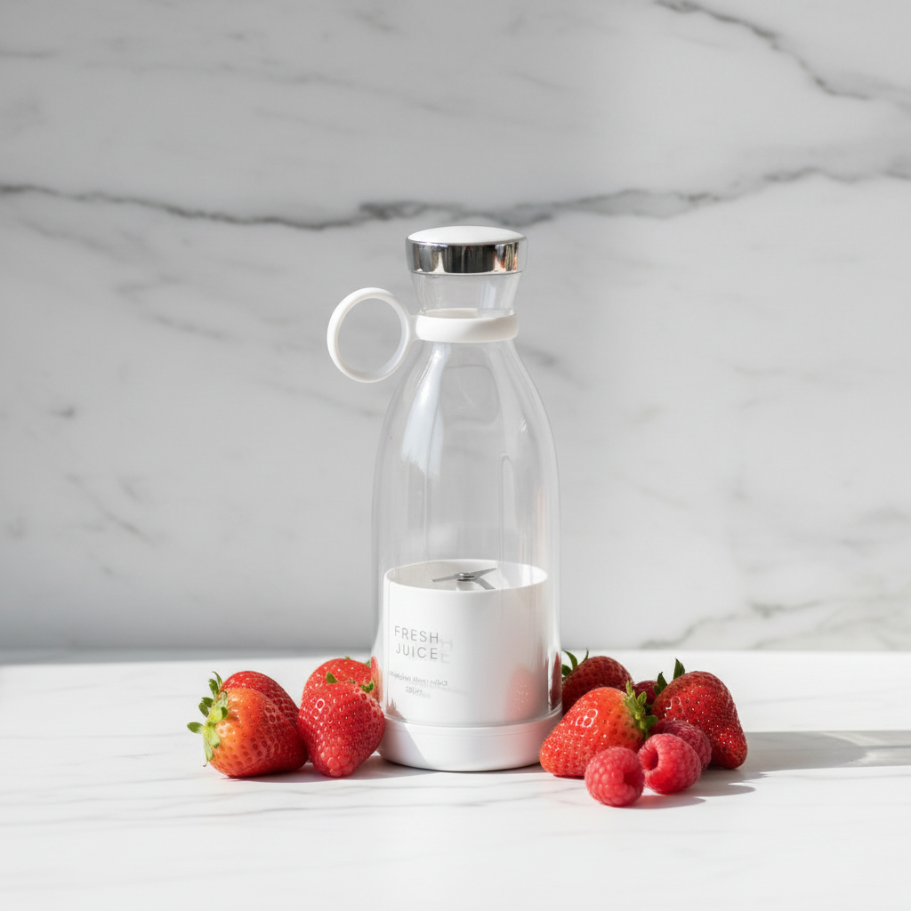 White blender strawberries