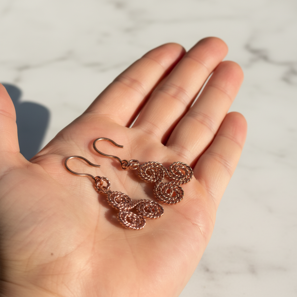 Triskelion Copper Earrings – Sacred Geometry Handmade Jewelry