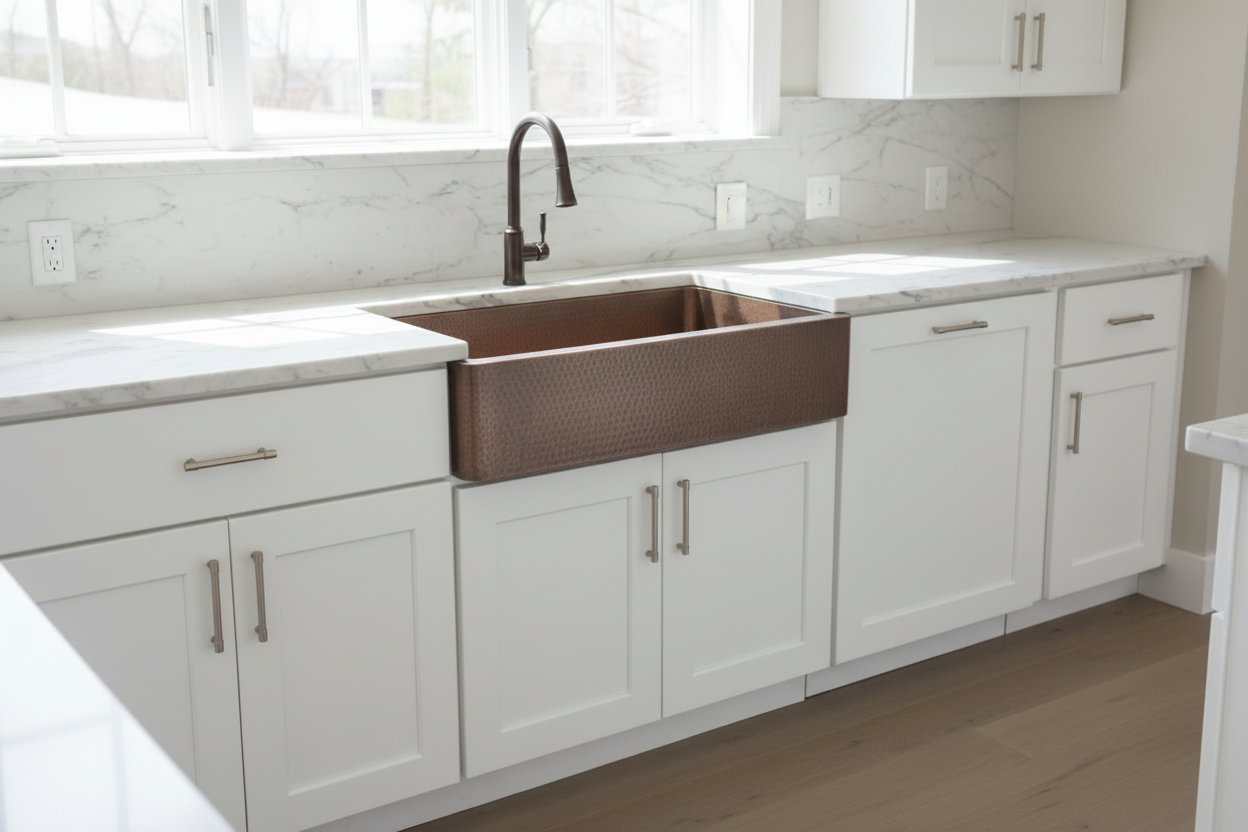 Pure Copper Kitchen Sink – Full Hammered WITHOUT Apron | 30x20x10" | Single Bowl