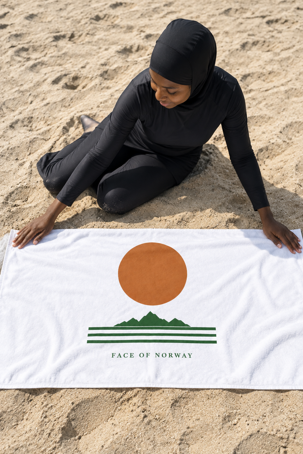 Face of Norway Beach Towel – Copper Sun & Fjord Design
