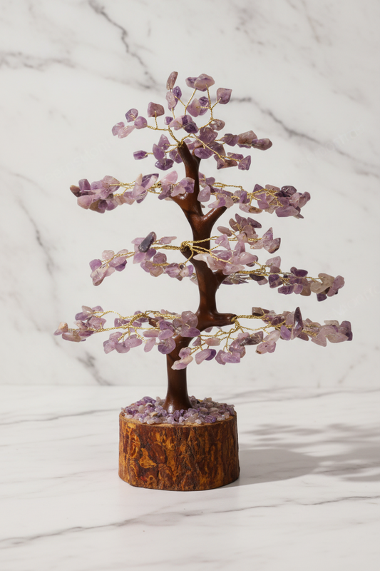 Wooden Amethyst Crystal Tree — Spiritual Growth & Inner Peace