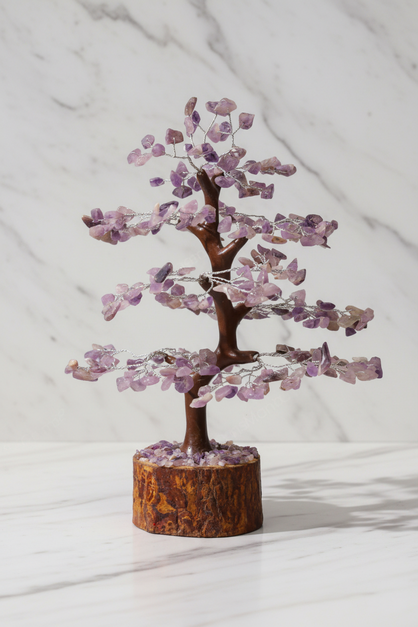 Wooden Amethyst Crystal Tree — Spiritual Growth & Inner Peace