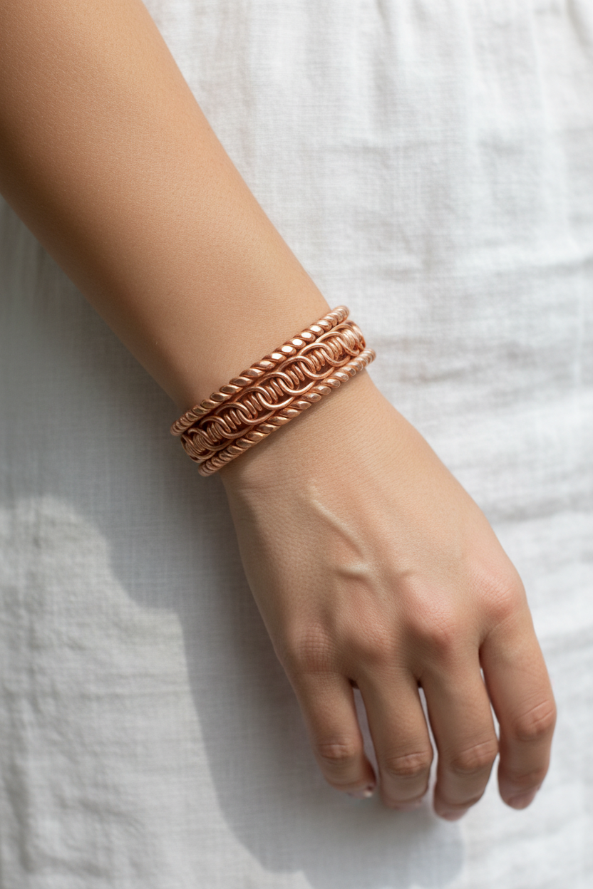 Tensor Vortex Bracelet – Pure Copper Energy Cuff